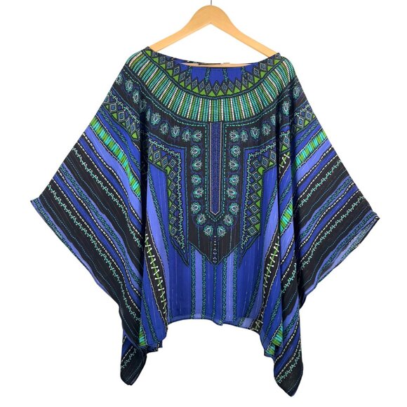 Bob Mackie wearable art paisley retro artsy sheer tunic 90s boho sz 3X - Picture 1 of 7